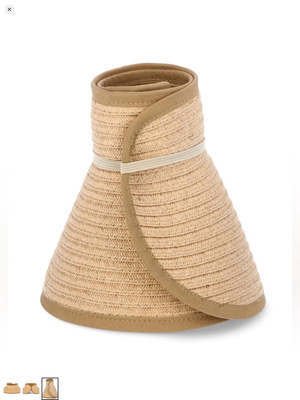 Pack of 3 Women's Wide Brim Packable straw Visors Tan, black Stripe & Black NWT